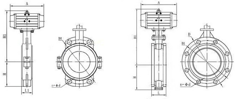 氣動襯氟蝶閥結構圖
